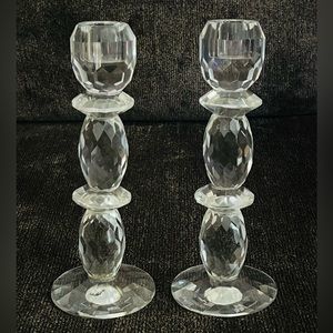 Crystal  Clear Candle Holder Set